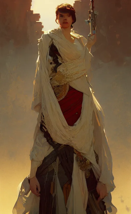 Prompt: a personification of the country jordan, highly detailed, digital painting, artstation, concept art, sharp focus, illustration, art by greg rutkowski and alphonse mucha