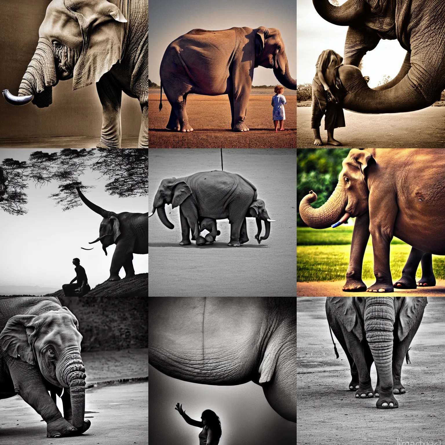 Prompt: human elephant, photography