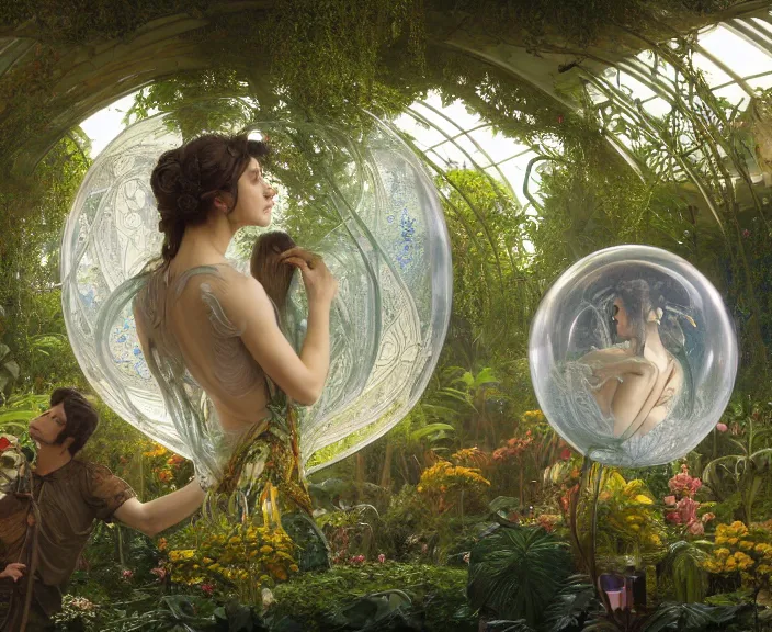 Prompt: transparent clear see - through image of twisting balloons, lush botany, floral environment, ultra realistic, concept art, art nouveau, photorealistic, octane render, 8 k, unreal engine. art by gustave dore and nori inoguchi and sam kaplan and zachary goulko and christopher marley and artgerm and alphonse mucha