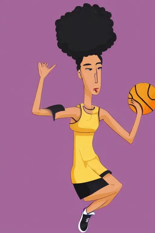 Image similar to a cartoon of a stylish woman playing basketball