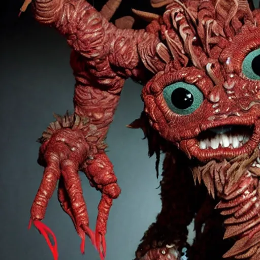 Prompt: demogorgon as a muppet. highly detailed felt. hyper real photo. 4 k.