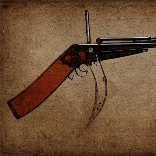 Image similar to An AK-47 design by Leonardo Da Vinci.