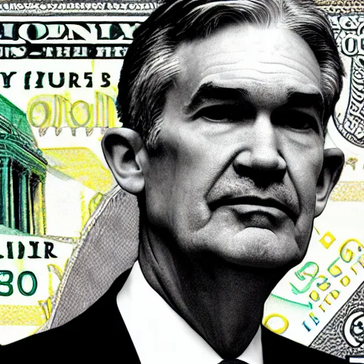 Prompt: Jerome Powell on a hundred dollar bill