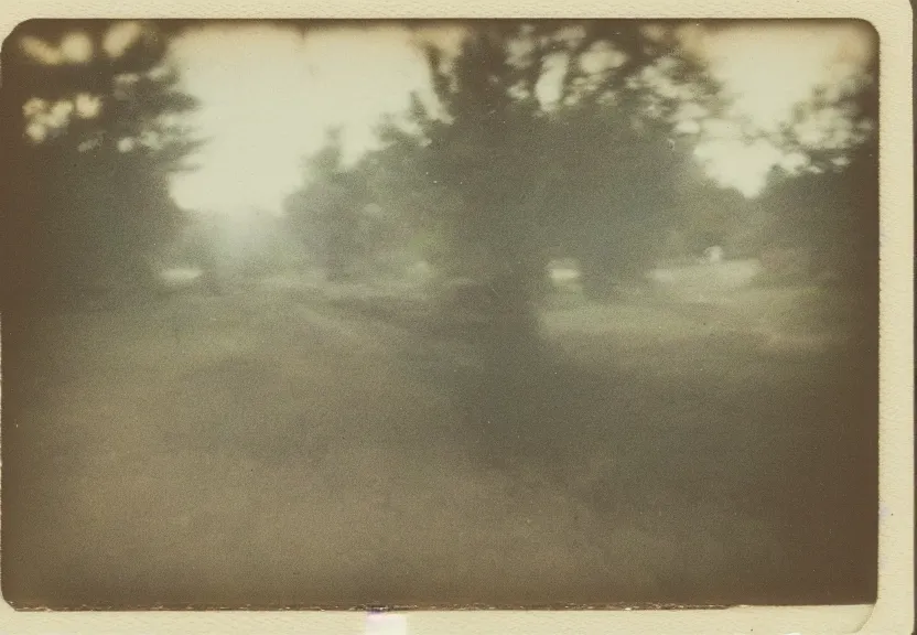 Prompt: a polaroid photo of a cryptid