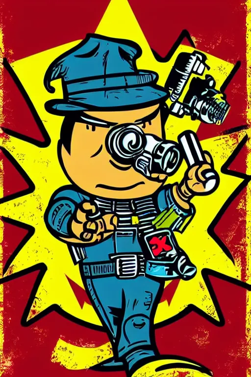 Image similar to fallout 7 6 retro futurist illustration art by butcher billy, sticker, colorful, illustration, highly detailed, simple, smooth and clean vector curves, no jagged lines, vector art, smooth andy warhol style