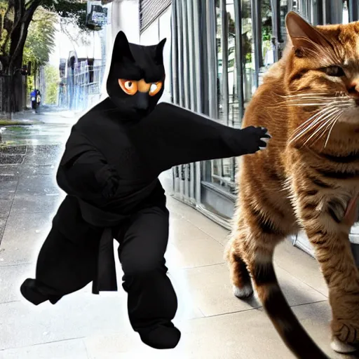 Image similar to ninja einstein fights cat related crimes