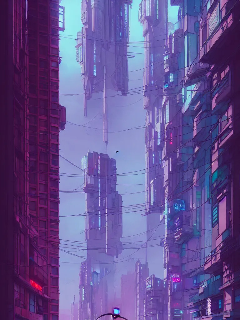 Image similar to A beautiful facade of the cyberpunk, watercolor by Laurie Greasley, octane render, zbrush, extremely detailed, pastel colors, architecture drawing, drawing, line drawing, trending on artstation, studio Ghibli color scheme