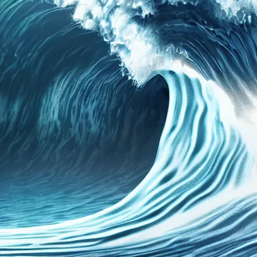 Prompt: a screaming ocean wave, realistic, cinematic, digital art, trending on artstation