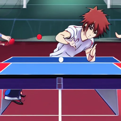 Image similar to table tennis match, anime style