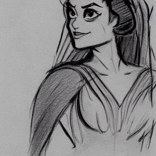 Image similar to milt kahl sketch of princess padme from star wars episode 3