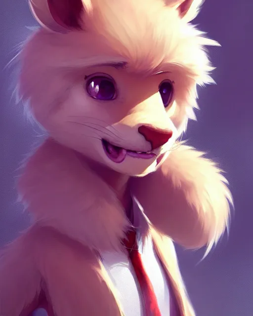 Image similar to character concept art of a cute young male anthropomorphic furry | | adorable nuzzler, key visual, realistic shaded perfect face, fine details by stanley artgerm lau, wlop, rossdraws, james jean, andrei riabovitchev, marc simonetti, and sakimichan, trending on weasyl