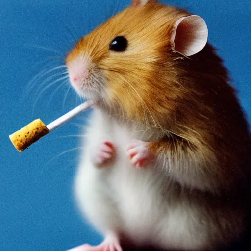 Image similar to hamster smoking a cigarette that’s twice it’s size