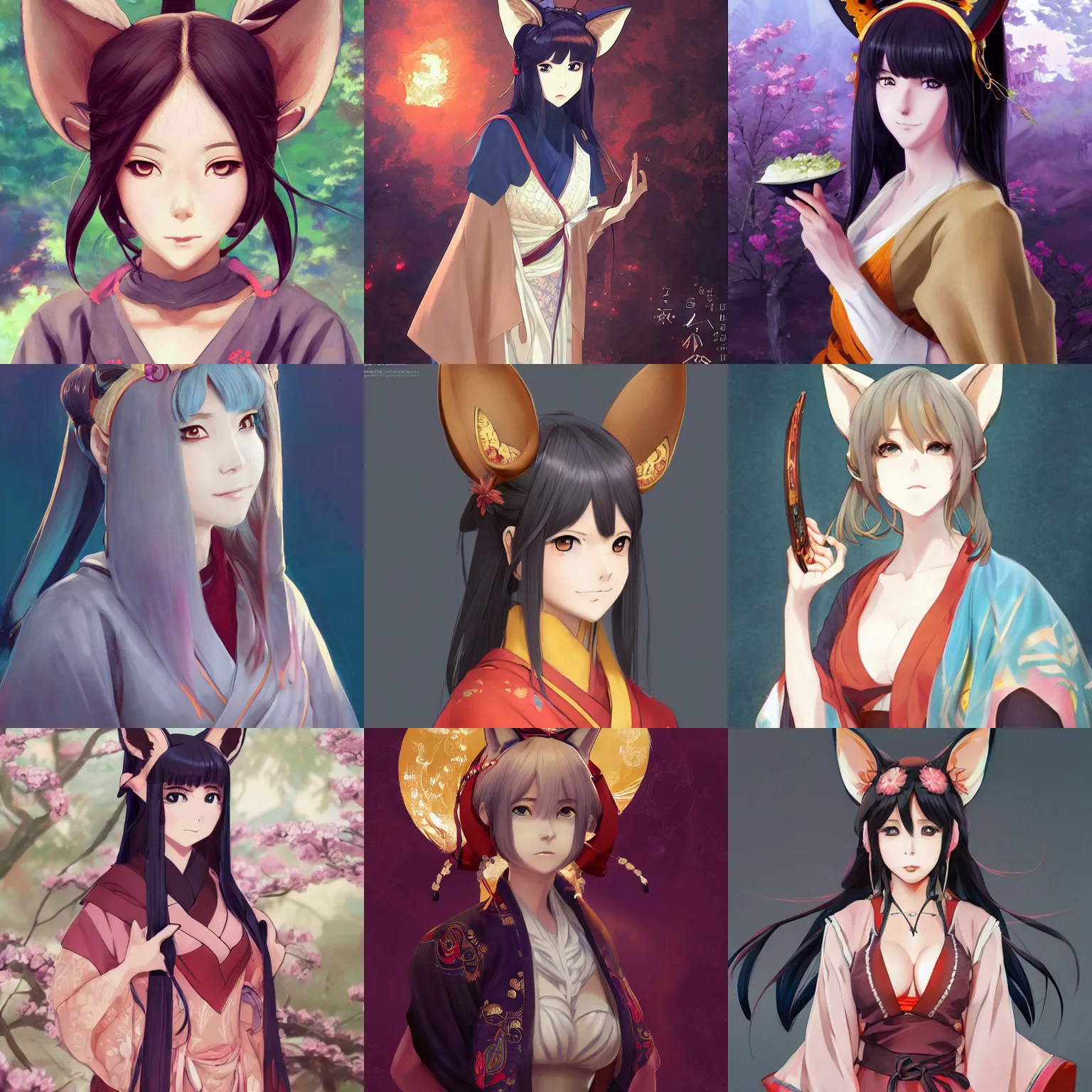 Prompt: An anime portrait of Ssunbiki as a beautiful, shapely woman with fox ears wearing a modest kimono from Skyrim, by Stanley Artgerm Lau, WLOP, Rossdraws, James Jean, Andrei Riabovitchev, Marc Simonetti, and Sakimichan, trending on artstation