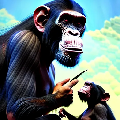 Prompt: a portrait of King Vajiralongkorn picking his nose next to a chimpanzee, realistic faces, grimdark extremely detailed fantasy art by Gerald Brom, octane render