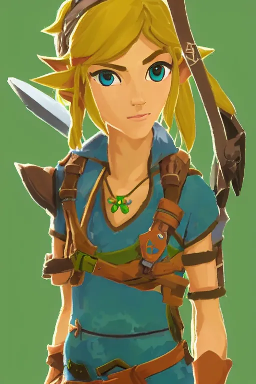 Image similar to an in game portrait of linkle from the legend of zelda breath of the wild, breath of the wild art style.