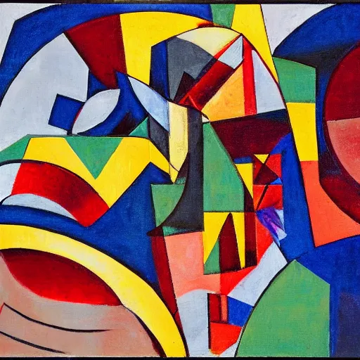 Image similar to war,pandemic,market crash precedes the dawn of a hopeful future, abstract art in the style of cubism