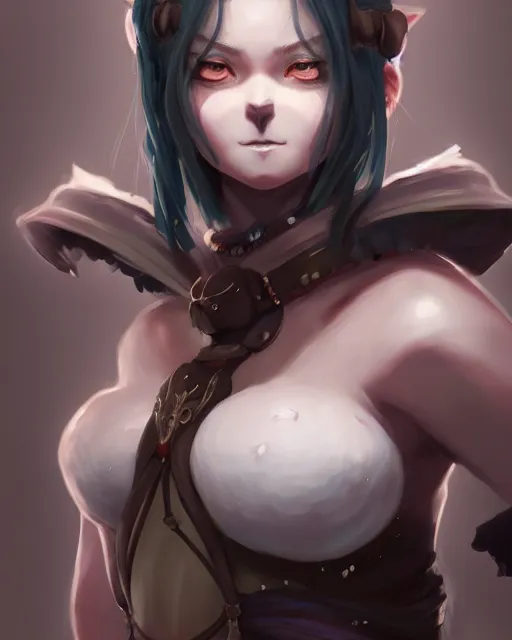 Prompt: character concept art of a beautiful young anime orc woman | | cute - fine - face, pretty face, realistic shaded perfect face, fine details by stanley artgerm lau, wlop, rossdraws, james jean, andrei riabovitchev, marc simonetti, and sakimichan, tranding on artstation