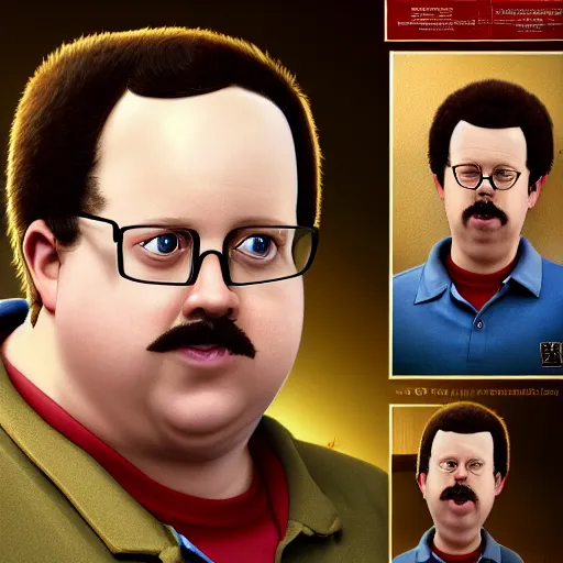 Image similar to the lovechild of paul blart and napoleon dynamite, realistic, hyperrealistic, 8 k resolution, hd quality, very detailed, highly detailed, intricate details, very realistic, trending on artstation, really realistic, very realistic