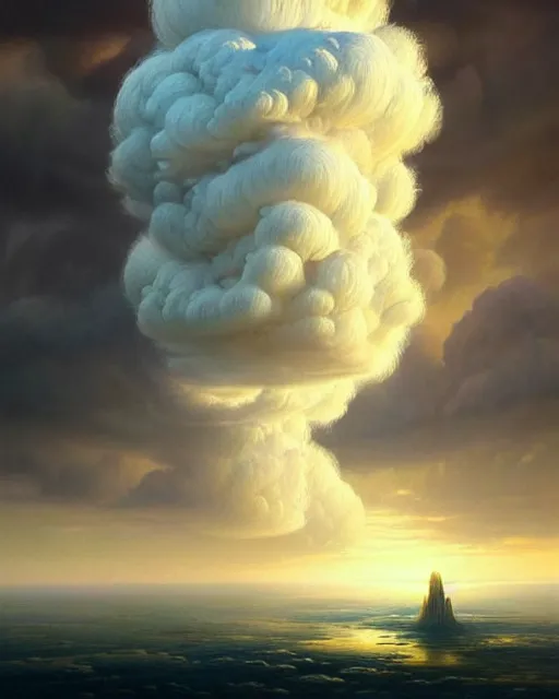 Image similar to a hyper - detailed 3 d render like a oil painting of venusian cloud farming, surrealism!!!!! surreal concept art, lifelike, photorealistic, digital painting, aesthetic, smooth, sharp focus, artstation hd, by greg rutkowski, bruce pennington, valentina remenar and asher duran,