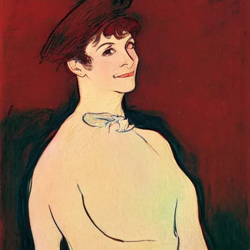 Image similar to portrait of julia roberts, by henry de toulouse lautrec