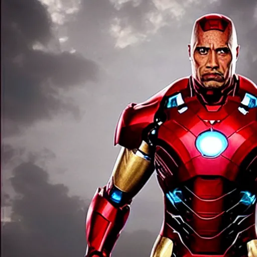 Image similar to the rock dressed as iron man