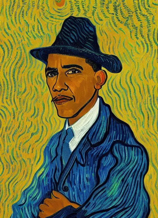 Image similar to Painting of Barack Obama as a farmer by Vincent van Gogh