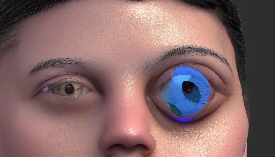 Image similar to human close - up, sss, pbr material, refraction, skin