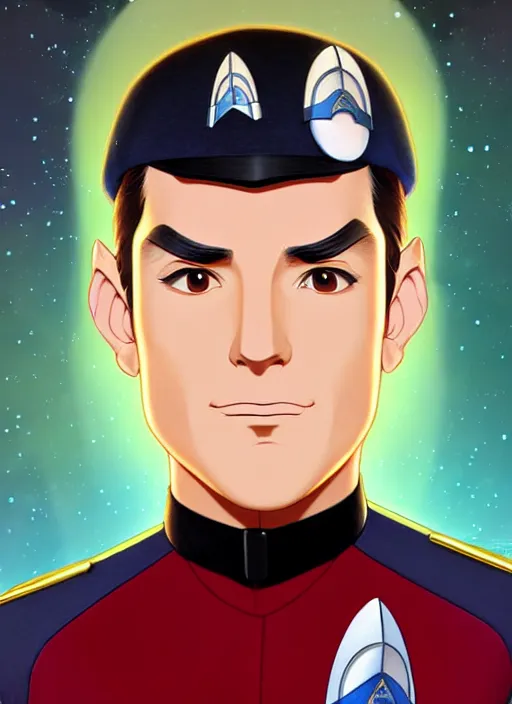 Prompt: cute star trek officer federico macheda, natural lighting, path traced, highly detailed, high quality, digital painting, by don bluth and ross tran and studio ghibli and alphonse mucha, artgerm