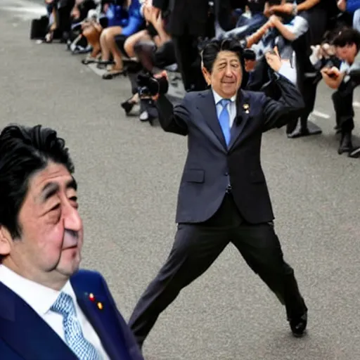 Prompt: shinzo abe being shot in the head