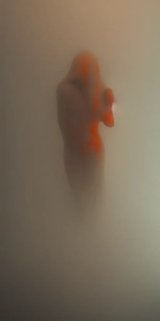 Image similar to a blurry closeup picture, skin, dripping wet, no face, macro photography, long exposure photograph, surrealism, anamorphic bokeh, cozy, soft light, cyan and orange, caustic, atmospheric fog, octane render, cinematic