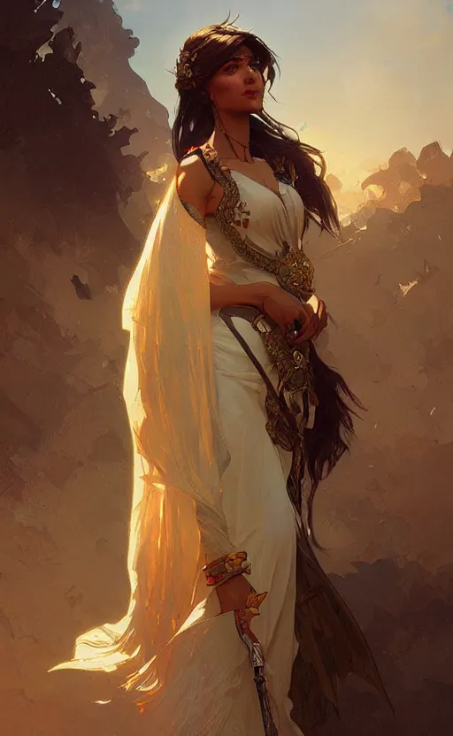 Image similar to a personification of kurdistan, highly detailed, digital painting, artstation, concept art, sharp focus, illustration, art by greg rutkowski and alphonse mucha