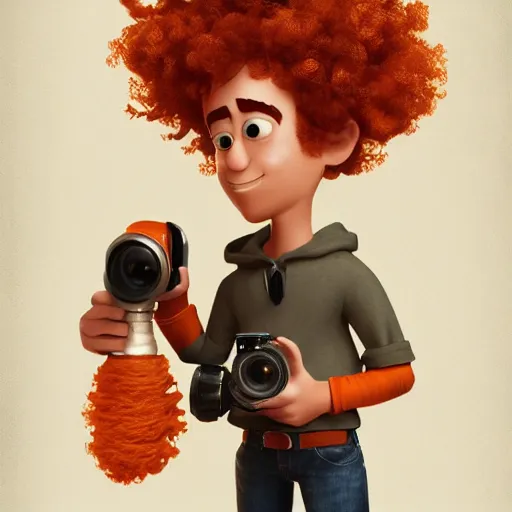 Image similar to illustration of curly orange hair men as a pixar film poster, cool pose, smooth, intricate, octane, reflects, masterpiece artwork, ultra detailed, artgerm, digital art, trending on artstation, behance, deviantart