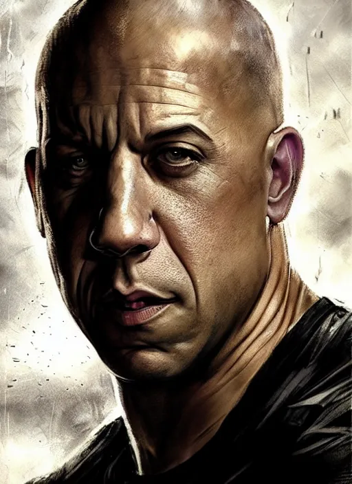 Prompt: vin diesel as victor stone, full body concept, cyborg, borg, strogg, face of a man, terminator, flesh, quake strogg, doom demon, wolfenstein, monstrous, powerful, symmetry, symmetrical, concept art by ruan jia and greg rutkowski