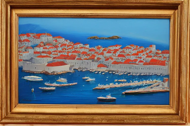 Image similar to dubrovnik, oil painting, oil in canvas, old painting, brushstrokes