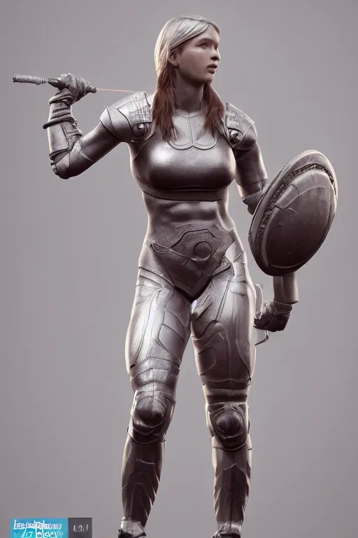 Image similar to a highly detailed sculpt of athletic girl in armor, cinematic light, featured on artstation, octane render, path tracing, sharp focus, 4 k