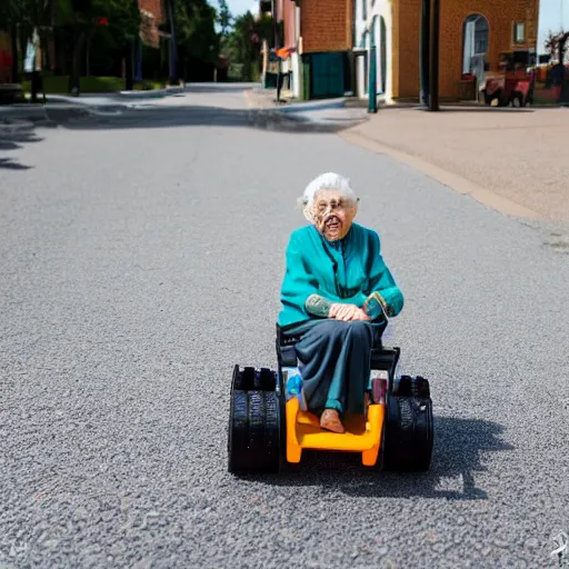 Image similar to elderly woman as a toy truck, canon eos r 3, f / 1. 4, iso 2 0 0, 1 / 1 6 0 s, 8 k, raw, unedited, symmetrical balance, wide angle