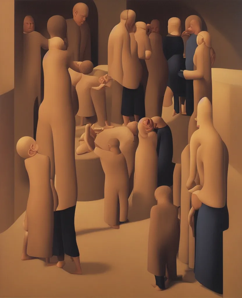 Image similar to oil painting by george tooker