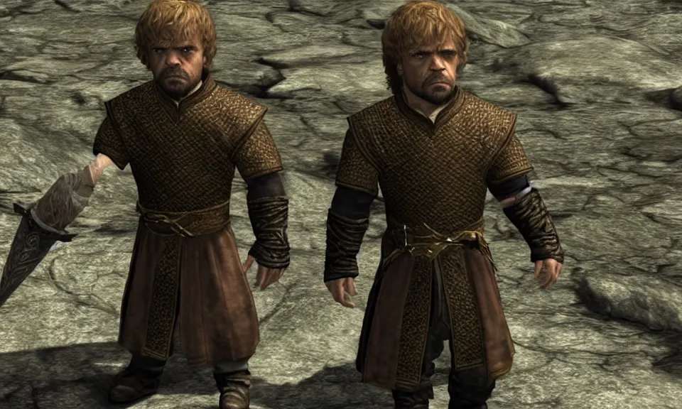 Image similar to Screenshot of Tyrion Lannister in Skyrim