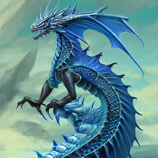 Prompt: a singular blue dragonscale!!, d & d, fantasy, intricate, highly detailed, digital painting, artstation, concept art, matte, sharp focus, illustration
