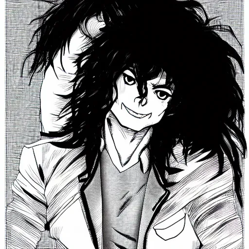 Prompt: manga panel of michael jackson in the style of kentaro miura, 8 k, 4 k, masterpiece, trending on artstation