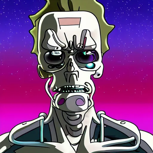 Prompt: The Terminator in Rick and Morty, hyper realistic, HD, HQ, photo realistic