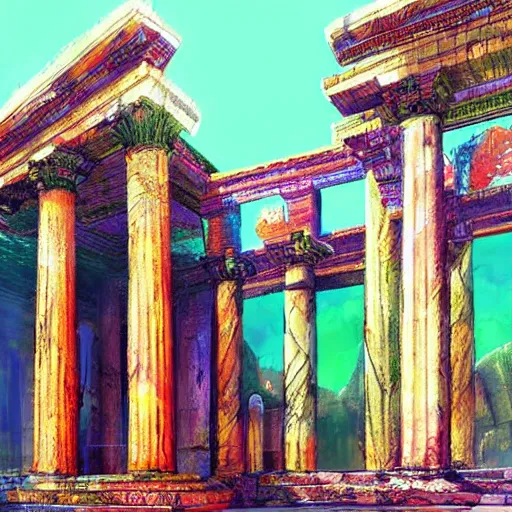 Prompt: colorful roman temple, concept art, detailed art! dream colorful roman temple, concept art, detailed art! dream colorful roman temple, concept art, detailed art