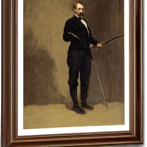 Image similar to full body portrait of a gentleman carrying a cane sword by alfred stevens