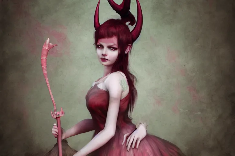 Image similar to pretty demon girl with horns photograph in the style of ray caesar, colorful, realistic, 8 k,