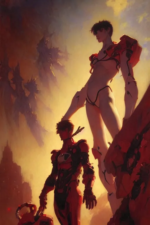 Prompt: evangelion portrait dnd, painting by gaston bussiere, craig mullins, greg rutkowski, yoji shinkawa