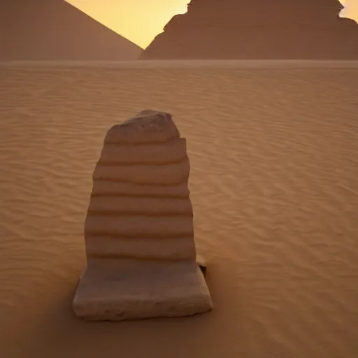 Image similar to an ancient being waking up at a pyramind, desert, award winning, 4 k, oscar award, fantasy, amazing, good, hd, high quality details