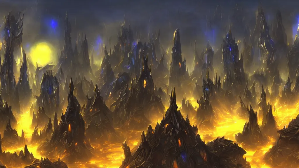 Image similar to incredible protoss city beautiful dramatic lighting