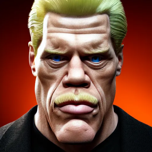 Image similar to the lovechild of john cena ron perlman steve buscemi and christopher walken, realistic, hyperrealistic, 8 k resolution, hd quality, very detailed, highly detailed, intricate details, real life, real world, trending on artstation, 7 0 s photo