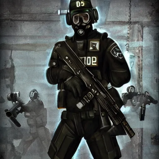 Image similar to metrocops from half - life 2 in matrix, digital art, very very creepy, dystopian, high quality render, military art, highly detailed guns