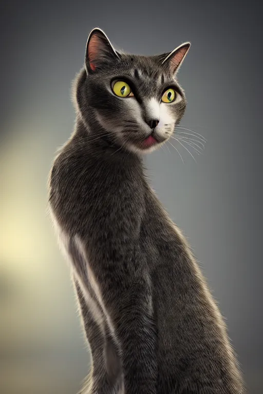 Image similar to a cat wearing a formal overcoat, portait photo, profile picture, hyperrealistic, concept art, octane render, unreal engine 5, digital art, high quality, highly detailed, 8K, cute, defined face, elegant clothes, trending on DeviantArt, Pixar style